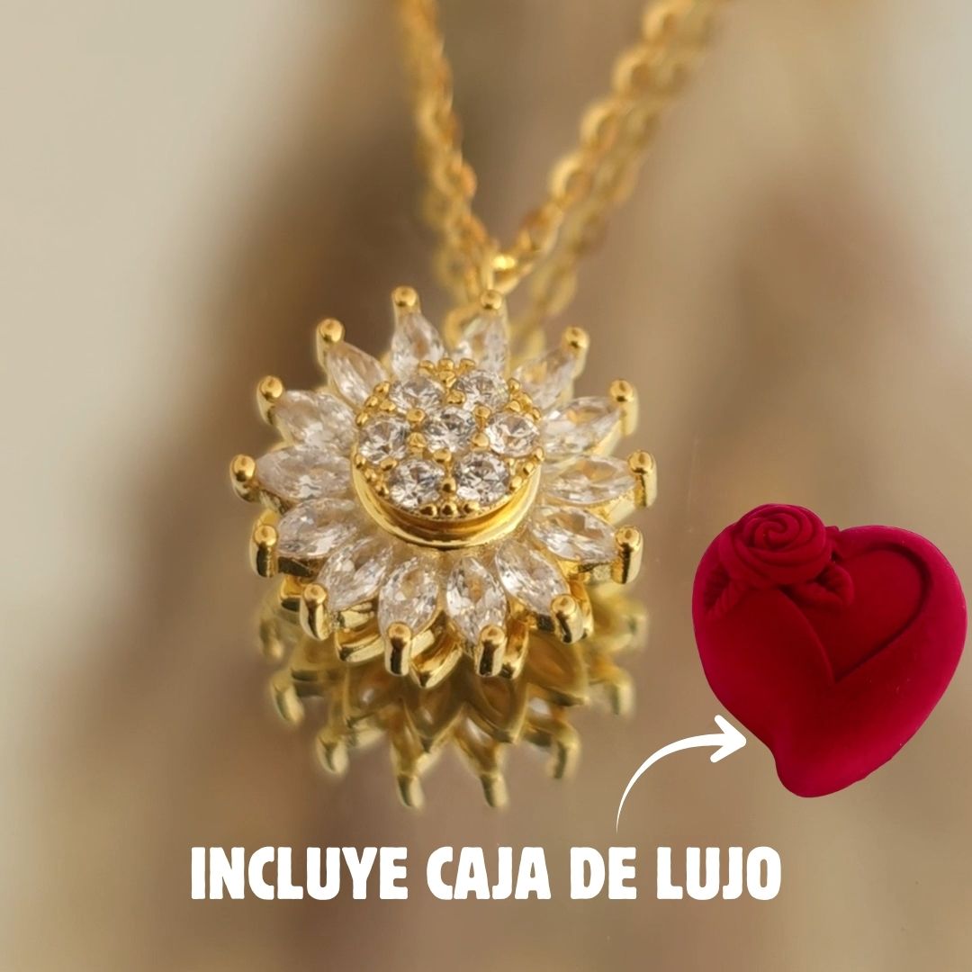 Collar Girasol Giratorio + Caja lujo 🌻