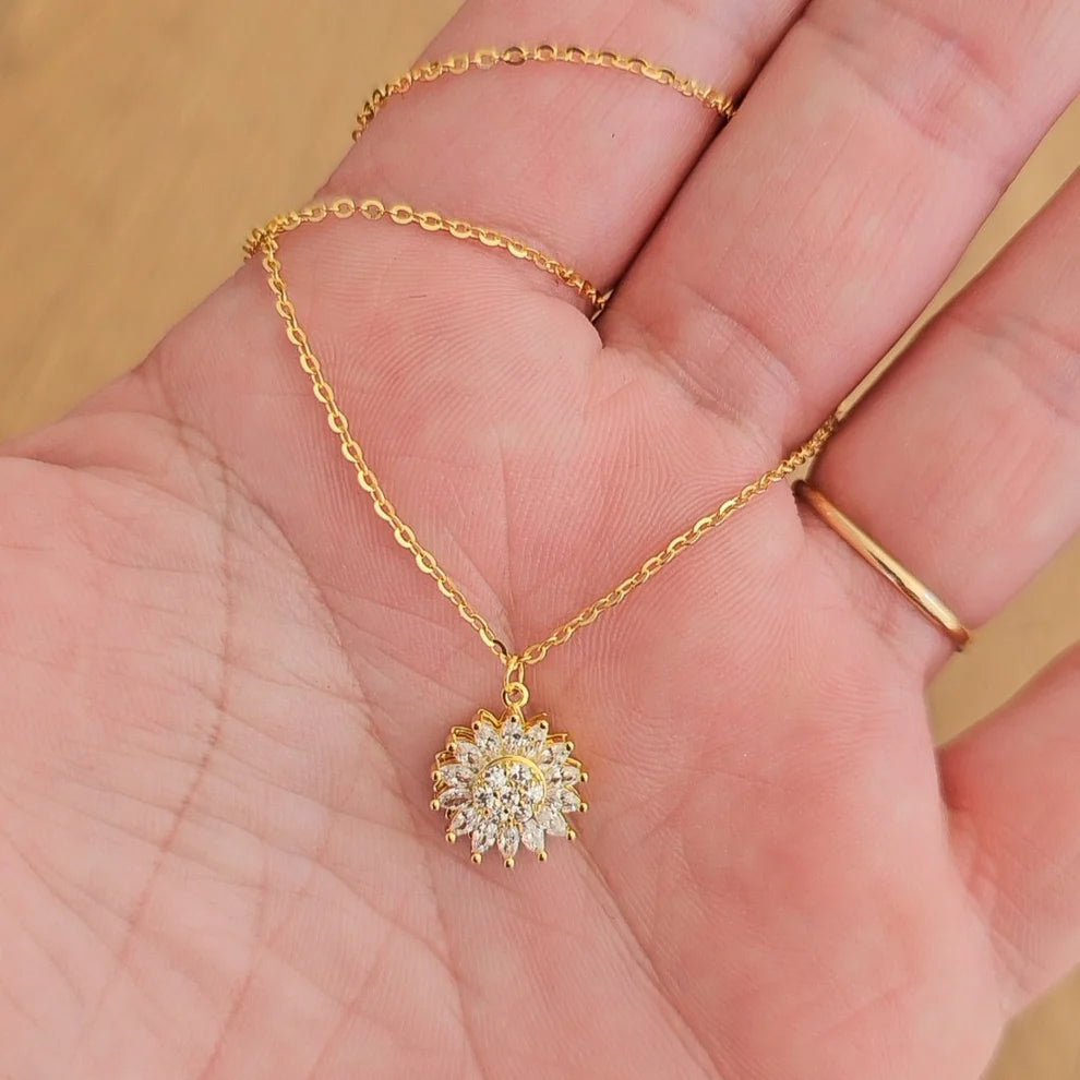 Collar Girasol Giratorio + Caja lujo 🌻