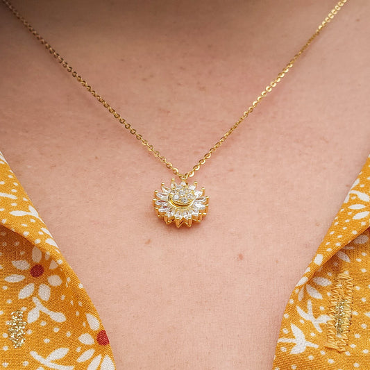 Collar Girasol Giratorio + Caja lujo 🌻